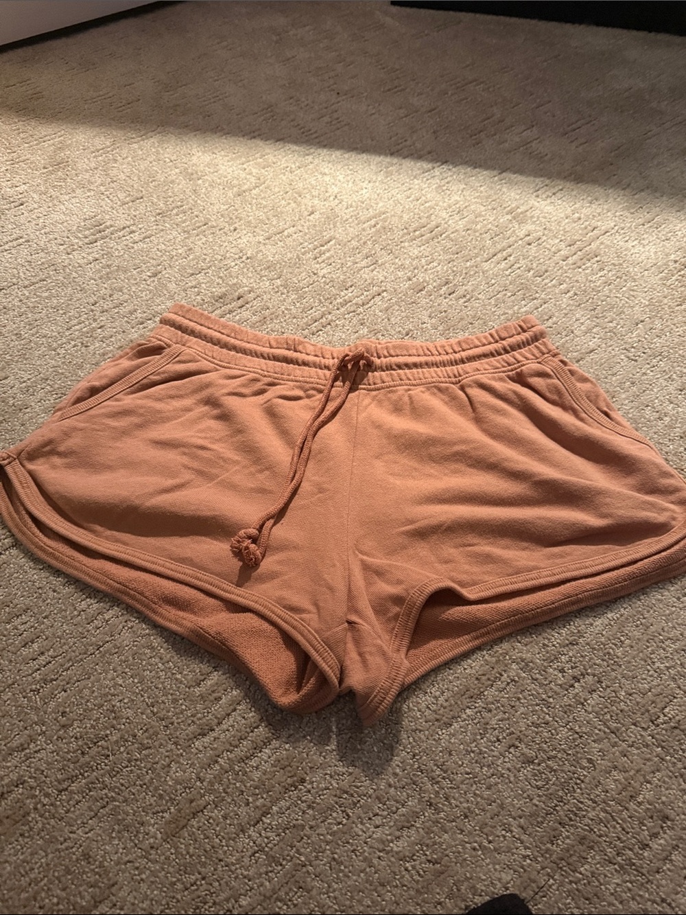 Women's Cozy Drawstring Lounge Shorts - Rust